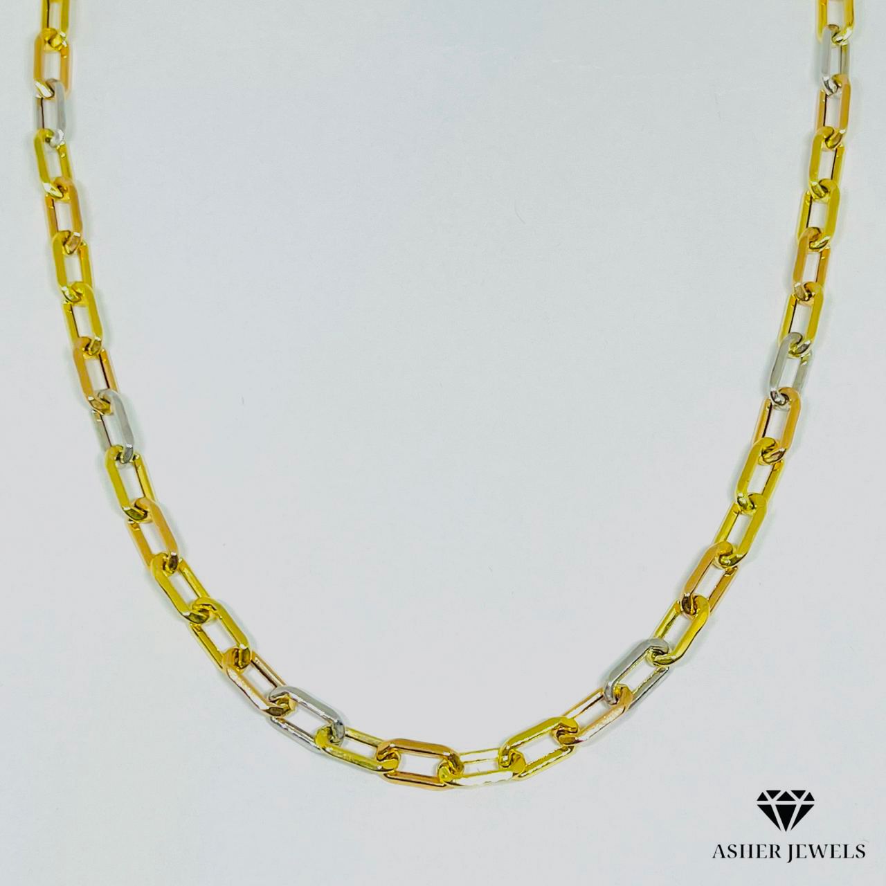 Tri-color Paperclip Necklace 24"